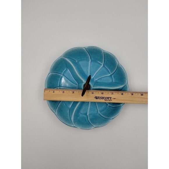 California USA 440 Pottery Candy Nut Divided Dish Mid Century USA Blue Aqua MCM - Picture 7 of 8